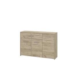 BellaHome Credenza "girona" 3 ante e 1 cassetto quercia, 119x33x80,5 cm Sale