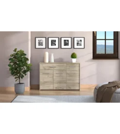 BellaHome Credenza "girona" 3 ante e 1 cassetto quercia, 119x33x80,5 cm Sale