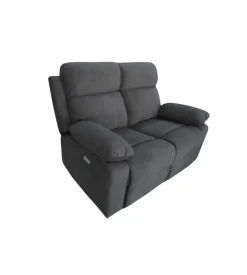BellaHome Divani-Divano 2 posti "annika" con 2 recliner grigio canna di fucile 145x93x101cm