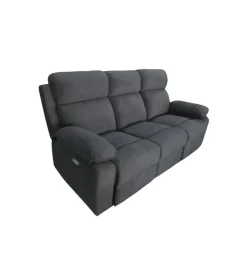BellaHome Divano 3 posti "annika" con 2 recliner grigio canna di fucile 198x93x101 cm Discount
