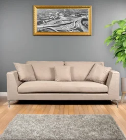 BellaHome Divano 3 posti "camilla" beige 222x104x56,5 cm Discount