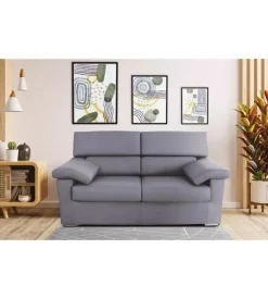 BellaHome Divani-Divano 2 posti "venezia" grigio tessuto sfoderabile e antimacchia, 160x93x93 cm