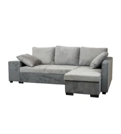 BellaHome Divano angolare "jessy" con contenitore pouf e penisola destra 247x155x94 cm