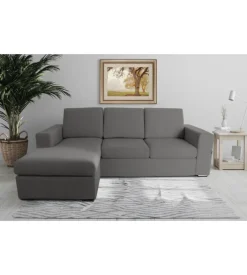 BellaHome Divani-Divano con penisola reversibile "bologna" grigio tessuto sfoderabile e antimacchia, 235x165x88 cm