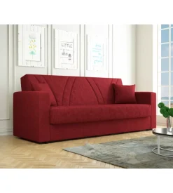 BellaHome Divani-Divano letto "ibiza" 3 posti tessuto rosso, 214x89x81 cm