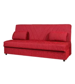 BellaHome Divani-Divano letto "fiji" 3 posti in tessuto rosso con cassettone contenitore, 183x81x89 cm