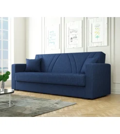 BellaHome Divani-Divano letto "ibiza" 3 posti tessuto blue jeans, 214x81x89 cm