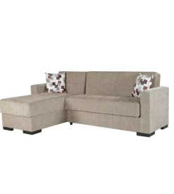 BellaHome Divano letto "merlin" con cassettone e penisola reversibile beige, 225x150x81 cm Hot