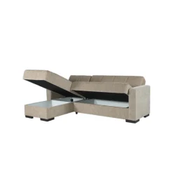 BellaHome Divano letto "merlin" con cassettone e penisola reversibile beige, 225x150x81 cm Hot