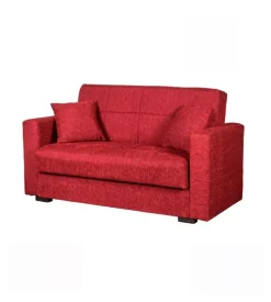 BellaHome Divani-Divano letto "nora" 2 posti in tessuto rosso, 155x80x87 cm
