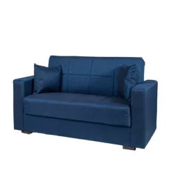 BellaHome Divani-Divano letto "nora" 2 posti in tessuto blu, 155x80x87 cm