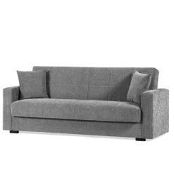 BellaHome Divani-Divano letto "nora" 3 posti in tessuto colore grigio, 212x80x87 cm