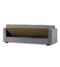 BellaHome Divani-Divano letto "nora" 3 posti in tessuto colore grigio, 212x80x87 cm