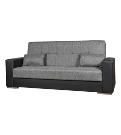 BellaHome Divani-Divano letto "padova" 3 posti nero e grigio, 230x93x97 cm