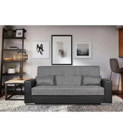 BellaHome Divani-Divano letto "padova" 3 posti nero e grigio, 230x93x97 cm