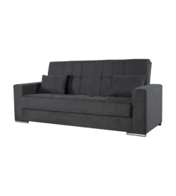BellaHome Divani-Divano letto "padova" 3 posti tessuto grigio, 230x93x97 cm