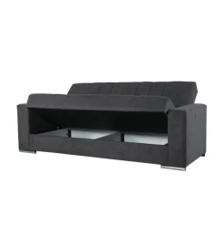 BellaHome Divani-Divano letto "padova" 3 posti tessuto grigio, 230x93x97 cm