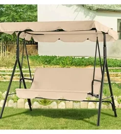 Dondolo da esterno essenza "linear" 3 posti beige 170x110x153 cm New