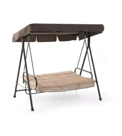 Dondolo da giardino 3 posti "gran madagascar" con funzione letto, colore marrone - 182x120x160 cm Outlet
