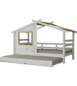 BellaHome Doppio letto singolo per ragazzi "nantes" in pino massello a casetta 222x97,6x143 cm New