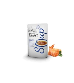 Alimenti Umido Gatto-Gourmet soup con tonno & gamberetti - 40 grammi.