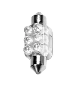 Lampada siluro 6 led 12v - 13x35 mm - sv8,5-8 - 1 pz  - scatola - bianco  58429 New