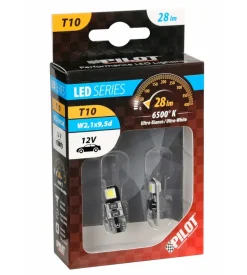 Lampada 12v hyper-led 6 - 2 smd x 3 chips - (t10) - bifocus - w2,1x9,5d - 2 pz 58461 Hot