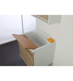 Lavatoio sospeso bianco e rovere, 60x50x61 cm New