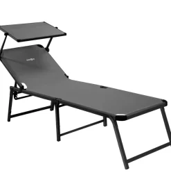 Brunner Lettino prendisole reclinabile con tettuccio "marbella high" in alluminio e syntex plus grigio 198x64x48 cm Best