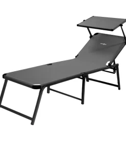 Brunner Lettino prendisole reclinabile con tettuccio "marbella high" in alluminio e syntex plus grigio 198x64x48 cm Best