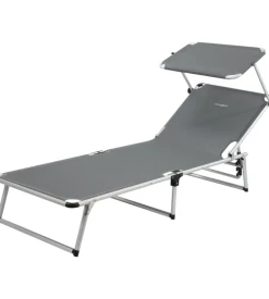 Brunner Lettino prendisole reclinabile con tettuccio "malibu" in alluminio e syntex plus grigio 189x61x26 cm Discount