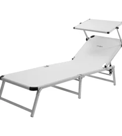 Brunner Lettino prendisole reclinabile con tettuccio "marbella" in alluminio e syntex plus bianco 192x67x30 cm Clearance