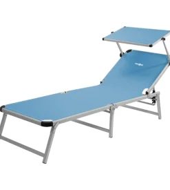Brunner Mobili Da Giardino E Accessori-Lettino prendisole reclinabile con tettuccio "marbella" in alluminio e syntex plus azzurro 192x67x30 cm
