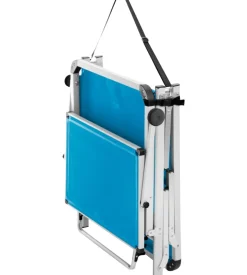 Brunner Mobili Da Giardino E Accessori-Lettino prendisole reclinabile con tettuccio "marbella" in alluminio e syntex plus azzurro 192x67x30 cm