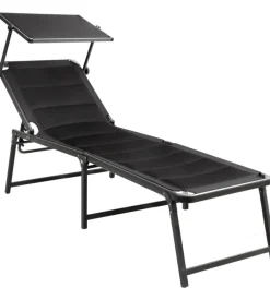 Brunner Mobili Da Giardino E Accessori-Lettino prensisole reclinabile con tettuccio "aravelhigh duna 3d" in alluminio e poliestere nero 198x64x48/103 cm