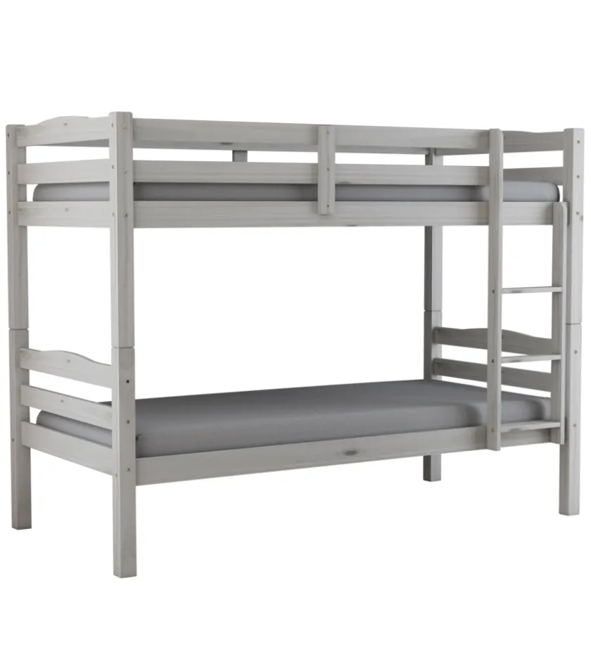 BellaHome Letti E Comodini-Letto a castello "marsiglia" in pino massello bianco 202x98x150 cm