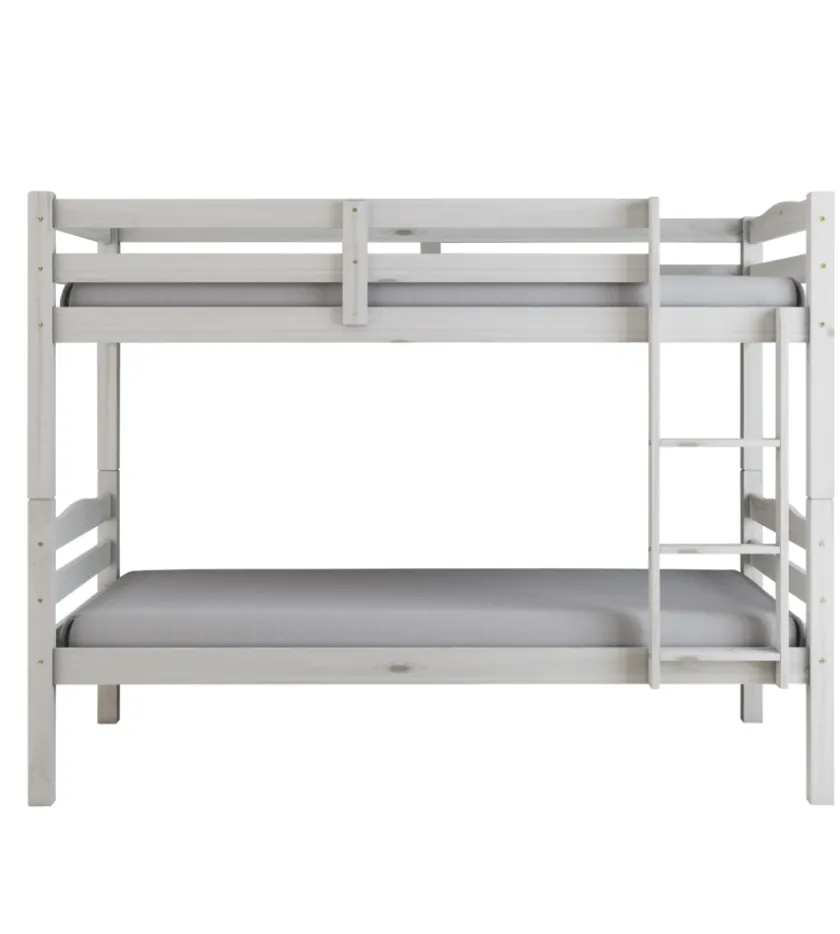 BellaHome Letti E Comodini-Letto a castello "marsiglia" in pino massello bianco 202x98x150 cm