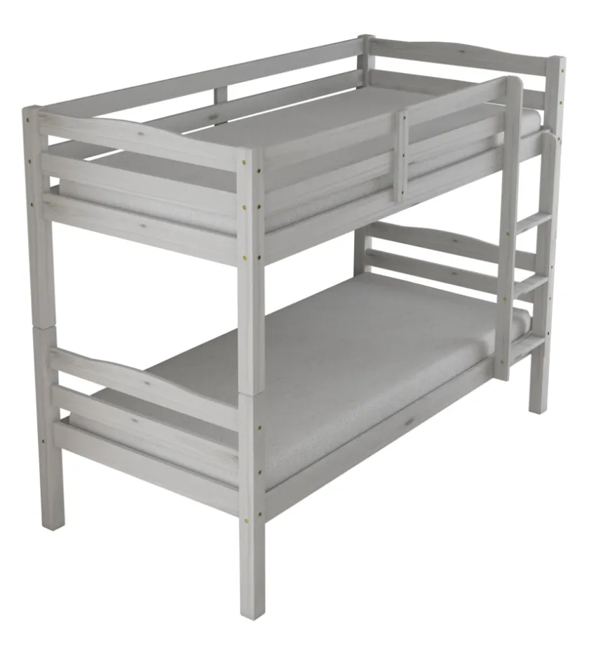 BellaHome Letti E Comodini-Letto a castello "marsiglia" in pino massello bianco 202x98x150 cm