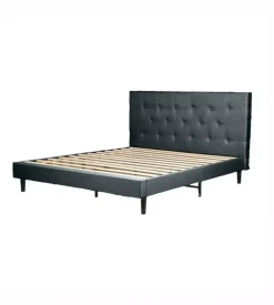 BellaHome Letti E Comodini-Letto matrimoniale "parigi" grigio scuro 160x200x102 cm