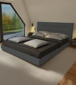 BellaHome Letti E Comodini-Letto matrimoniale "parigi" grigio scuro 160x200x102 cm
