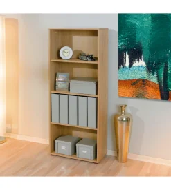 Libreria 4 livelli in laminato rifinito rovere, 60x145x30 cm Best