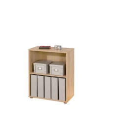 Libreria 2 livelli in laminato rifinito rovere, 60x75x30 cm Online
