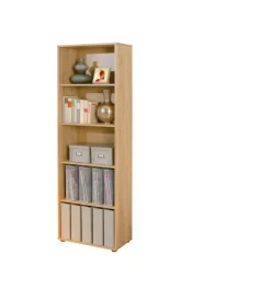 Libreria 5 livelli in laminato rifinito rovere, 60x180x30 cm Outlet