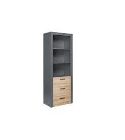 Libreria 3 ripiani e 3 cassetti grigio e quercia, 68,6x41,6x190 cm Outlet