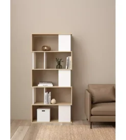 Libreria 5 ripiani "labirinto" bianco quercia 80x29,5x173,5 cm Discount