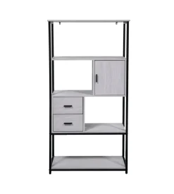 BellaHome Mobili Da Ingresso-Libreria con cassetti "industrial" grigio 80x30x160 cm