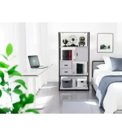BellaHome Mobili Da Ingresso-Libreria con cassetti "industrial" grigio 80x30x160 cm