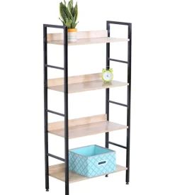 Libreria in metallo nero e legno con 4 ripiani, 60x27,6x126 cm Best