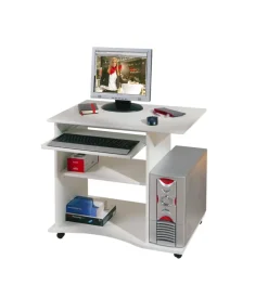 Mini ufficio con ruote bianco, 80x75x50 cm