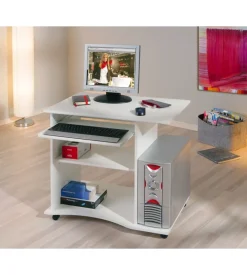 Mini ufficio con ruote bianco, 80x75x50 cm